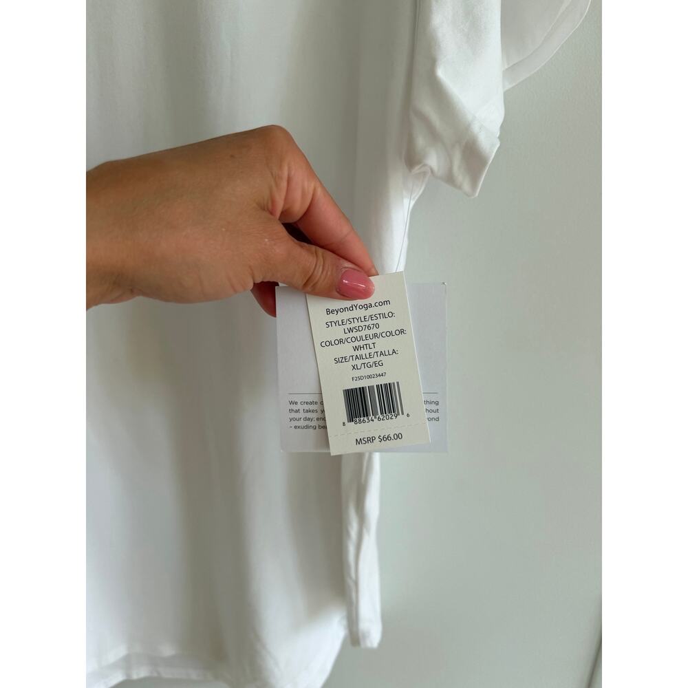 Beyond Yoga Featherweight On The Down Short Sleeve Activewear Top White XL NWT - Picture 7 of 9